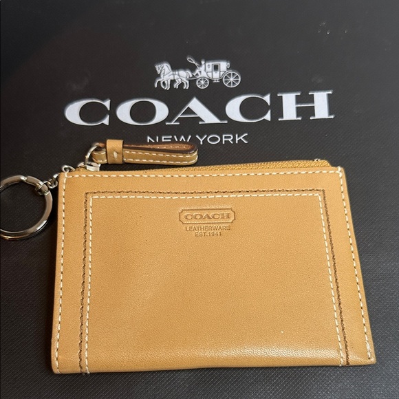 Coach Tan Leather Zip Keychain Pouch - Picture 1 of 9